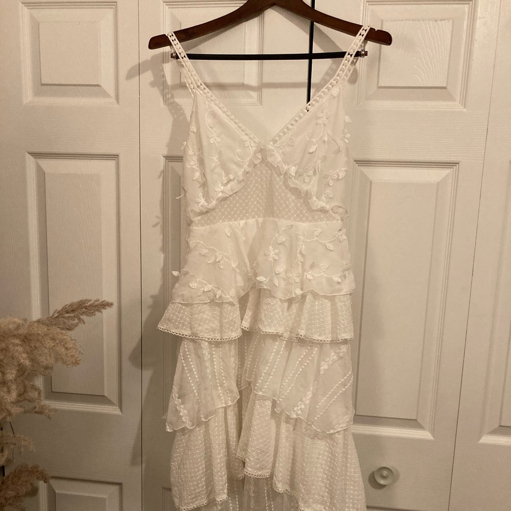 white tiered dress